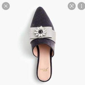 J. Crew Velvet Marina Slide with Bow - Fog Gray - K2647